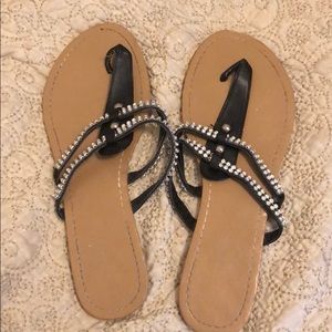 Black Jeweled Sandals